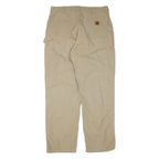 CARHARTT Mens Beige Regular Fit Straight Trousers Cotton Blend W38 L33 Workwear