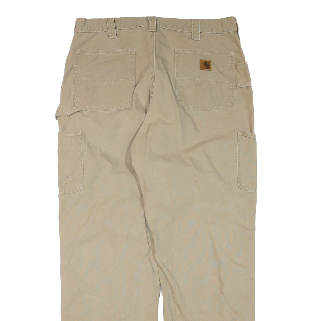 CARHARTT Mens Beige Regular Fit Straight Trousers Cotton Blend W38 L33 Workwear