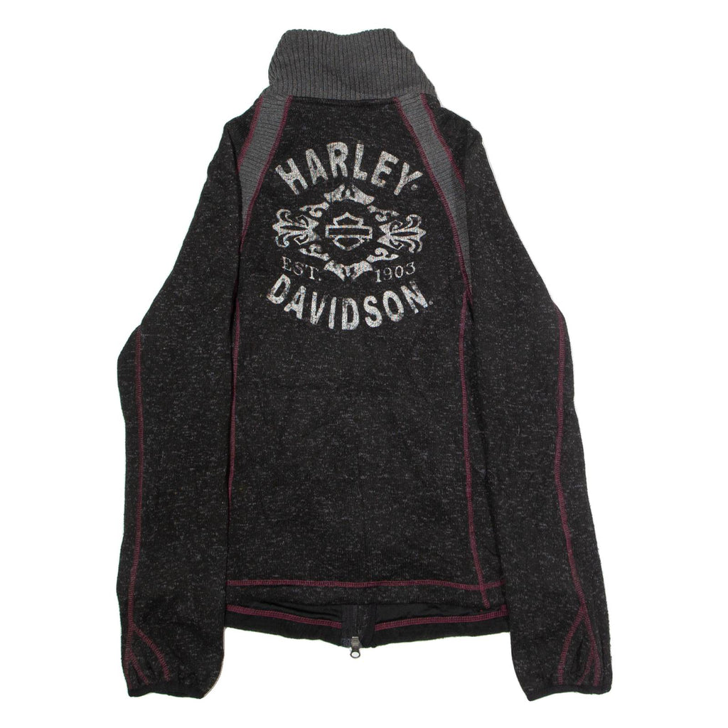 HARLEY DAVIDSON Womens Fleece Jacket Grey Knit L