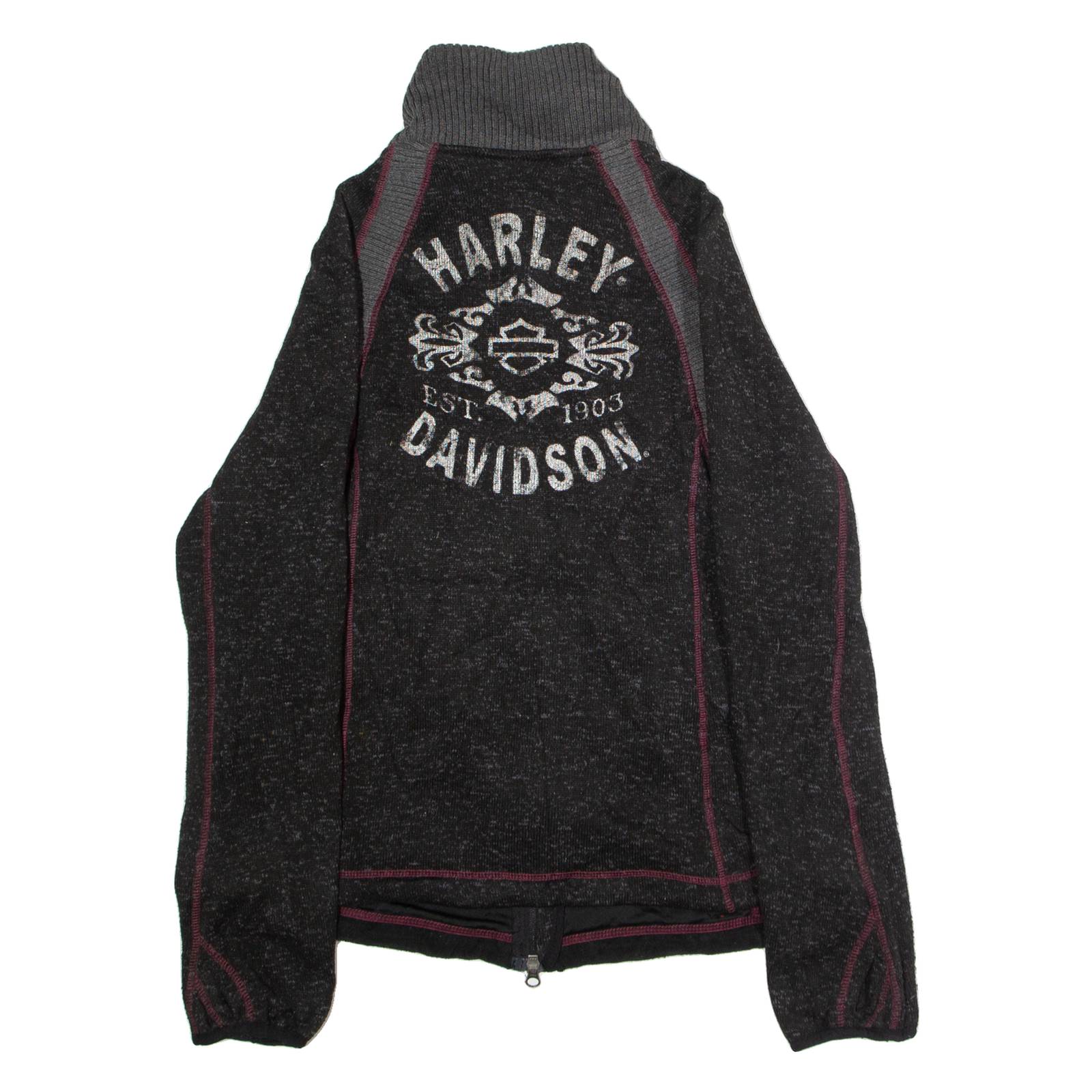 HARLEY DAVIDSON Womens Fleece Jacket Grey Knit L