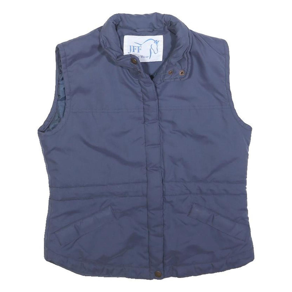 JFF Womens Blue Sleeveless Zip Jacket Polyester Horse Print S
