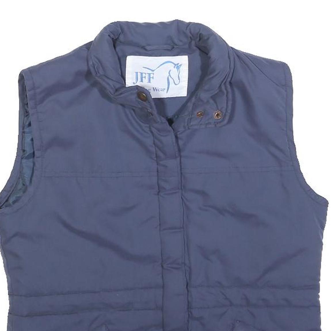 JFF Womens Blue Sleeveless Zip Jacket Polyester Horse Print S