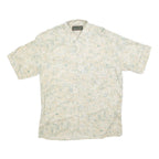 YOUNG CLUB Mens Cream Shirt L Cotton Blend Short Sleeve Casual Patterned