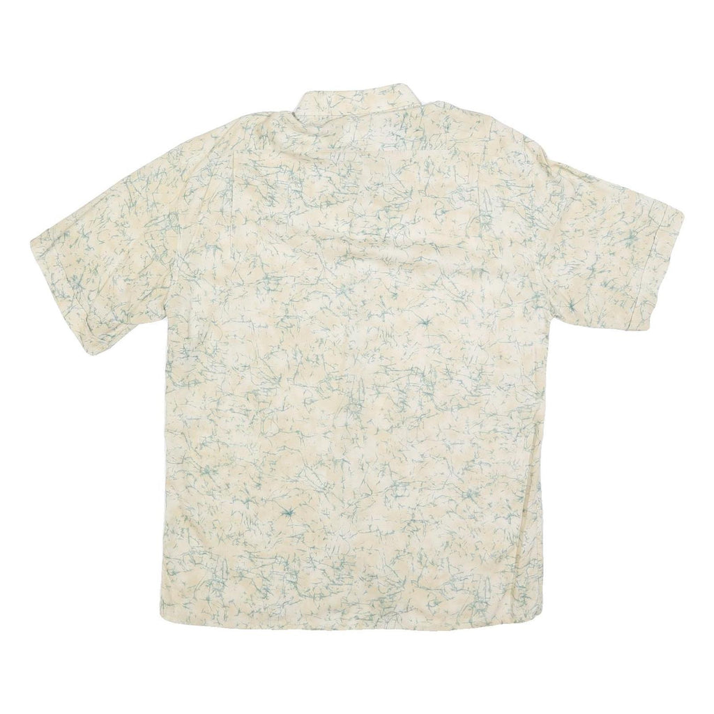 YOUNG CLUB Mens Cream Shirt L Cotton Blend Short Sleeve Casual Patterned