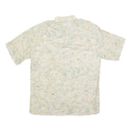 YOUNG CLUB Mens Cream Shirt L Cotton Blend Short Sleeve Casual Patterned