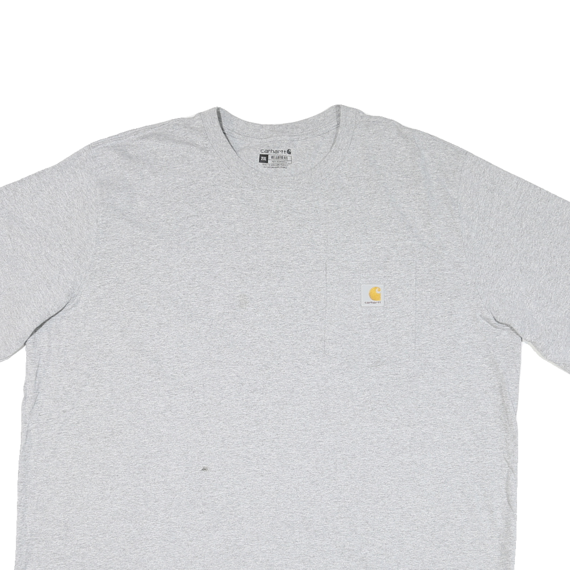 CARHARTT Mens Grey & Yellow Workwear Pocket T-Shirt 2XL Short Sleeve Crew Neck