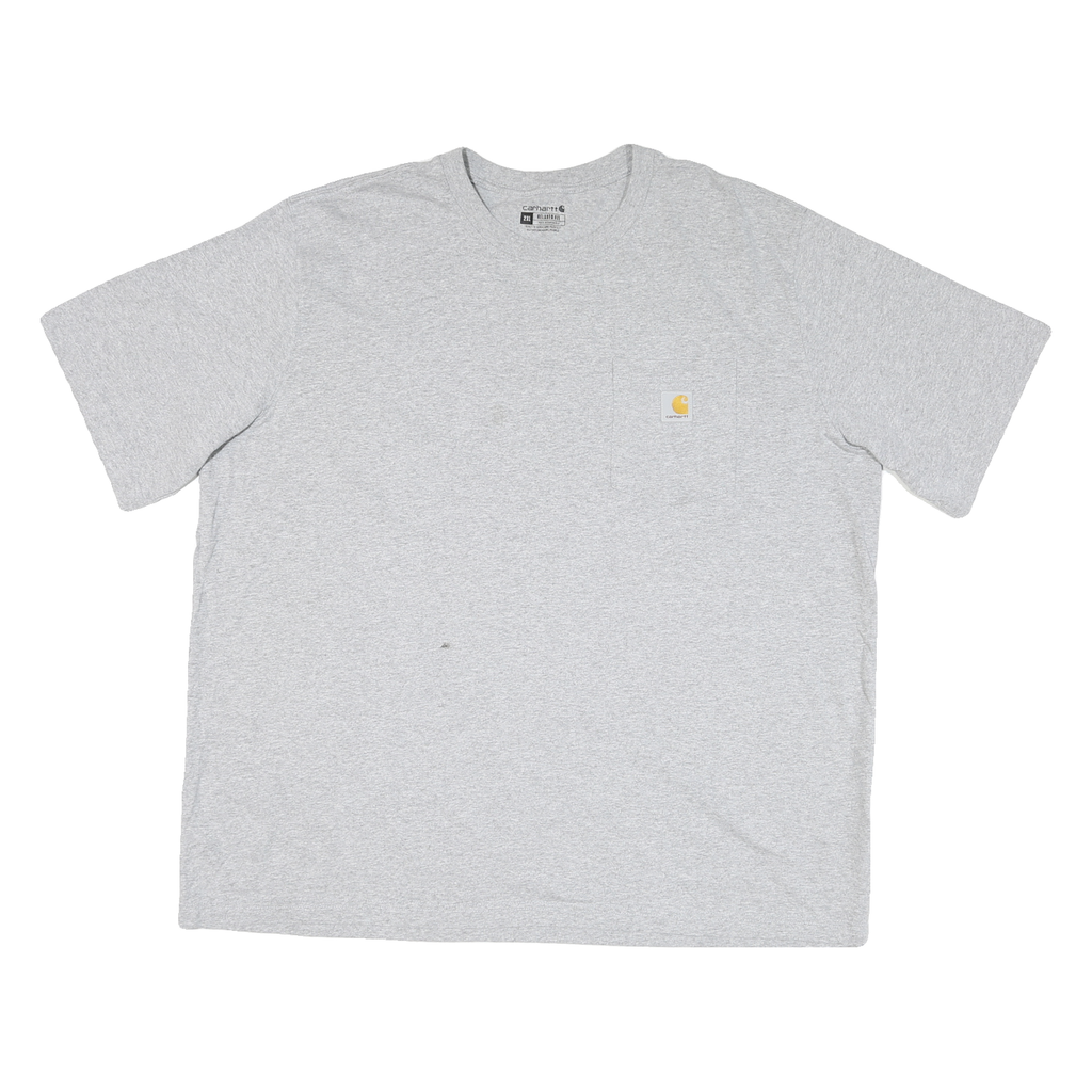 CARHARTT Mens Grey & Yellow Workwear Pocket T-Shirt 2XL Short Sleeve Crew Neck