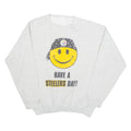 Pittsburgh Steelers Smiley NFL Mens Sweatshirt Grey 90s USA L