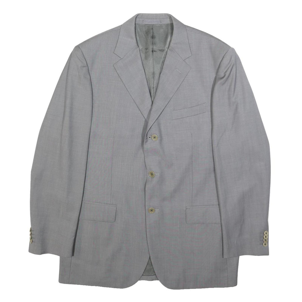 BALMAIN Mens Grey Wool Button Jacket XL Woven Classic Fit Formal Blazer