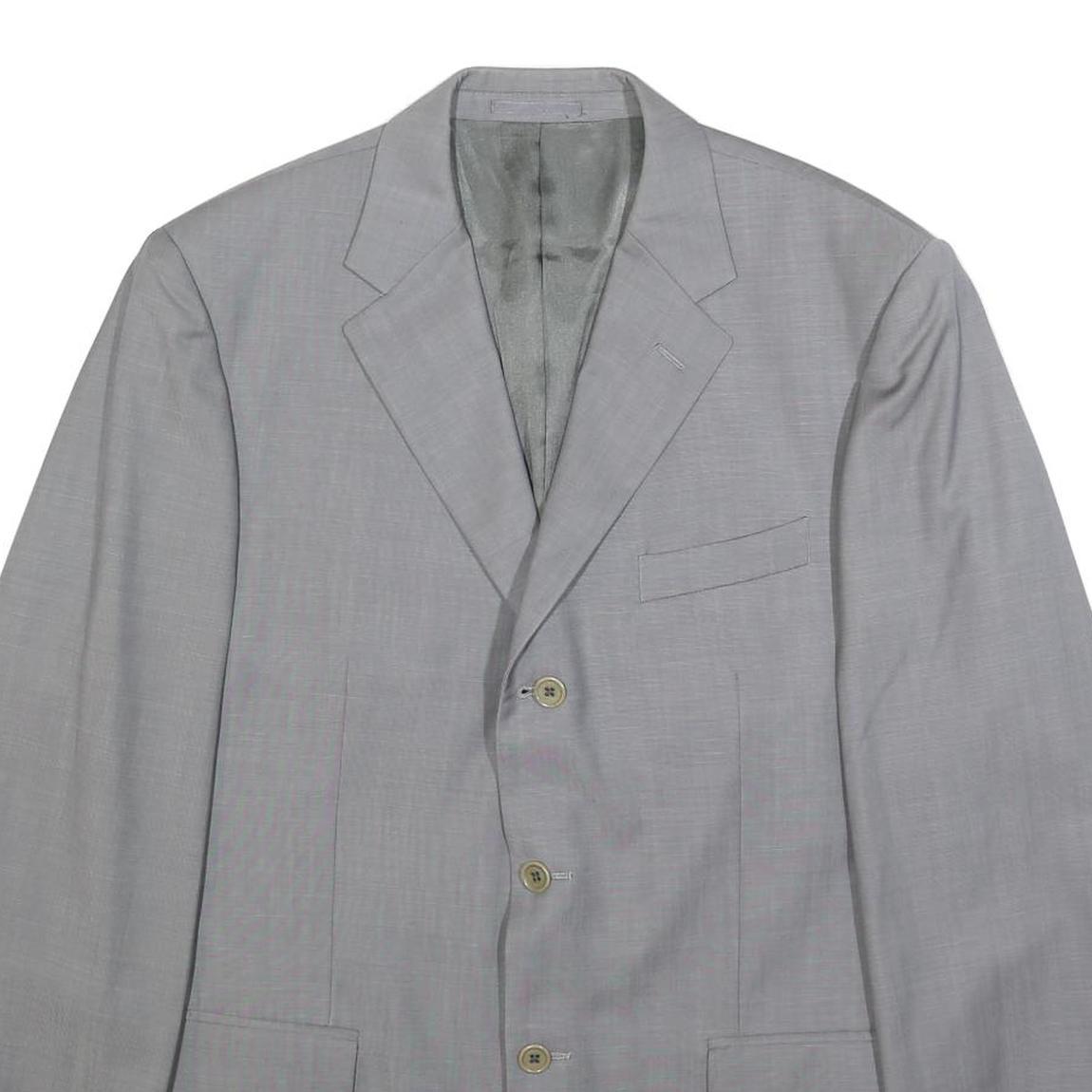 BALMAIN Mens Grey Wool Button Jacket XL Woven Classic Fit Formal Blazer