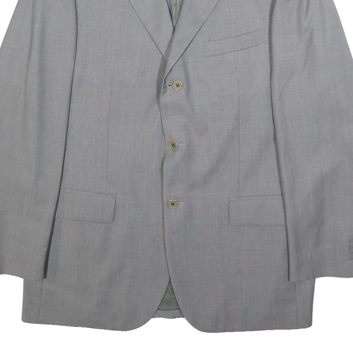BALMAIN Mens Grey Wool Button Jacket XL Woven Classic Fit Formal Blazer