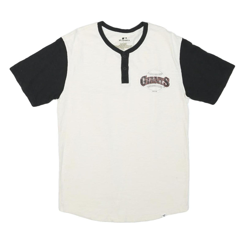 FANATICS Mens White & Black Giants Graphic Henley T-Shirt L Short Sleeve Crew