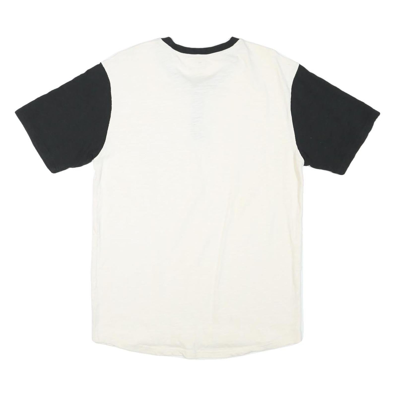 FANATICS Mens White & Black Giants Graphic Henley T-Shirt L Short Sleeve Crew