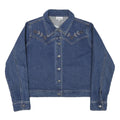 THE LAST BEST PLACE Womens Blue Denim Embroidered Jacket L Cotton Blend Button