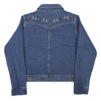 THE LAST BEST PLACE Womens Blue Denim Embroidered Jacket L Cotton Blend Button