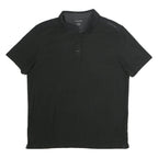 CALVIN KLEIN Mens Black Short Sleeve Plain Polo Shirt L Classic Cotton