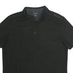 CALVIN KLEIN Mens Black Short Sleeve Plain Polo Shirt L Classic Cotton