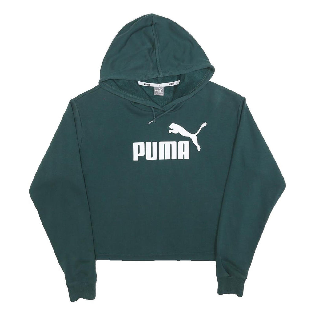 PUMA Womens Green Pullover Hoodie XS Cotton Blend Casual Sportswear