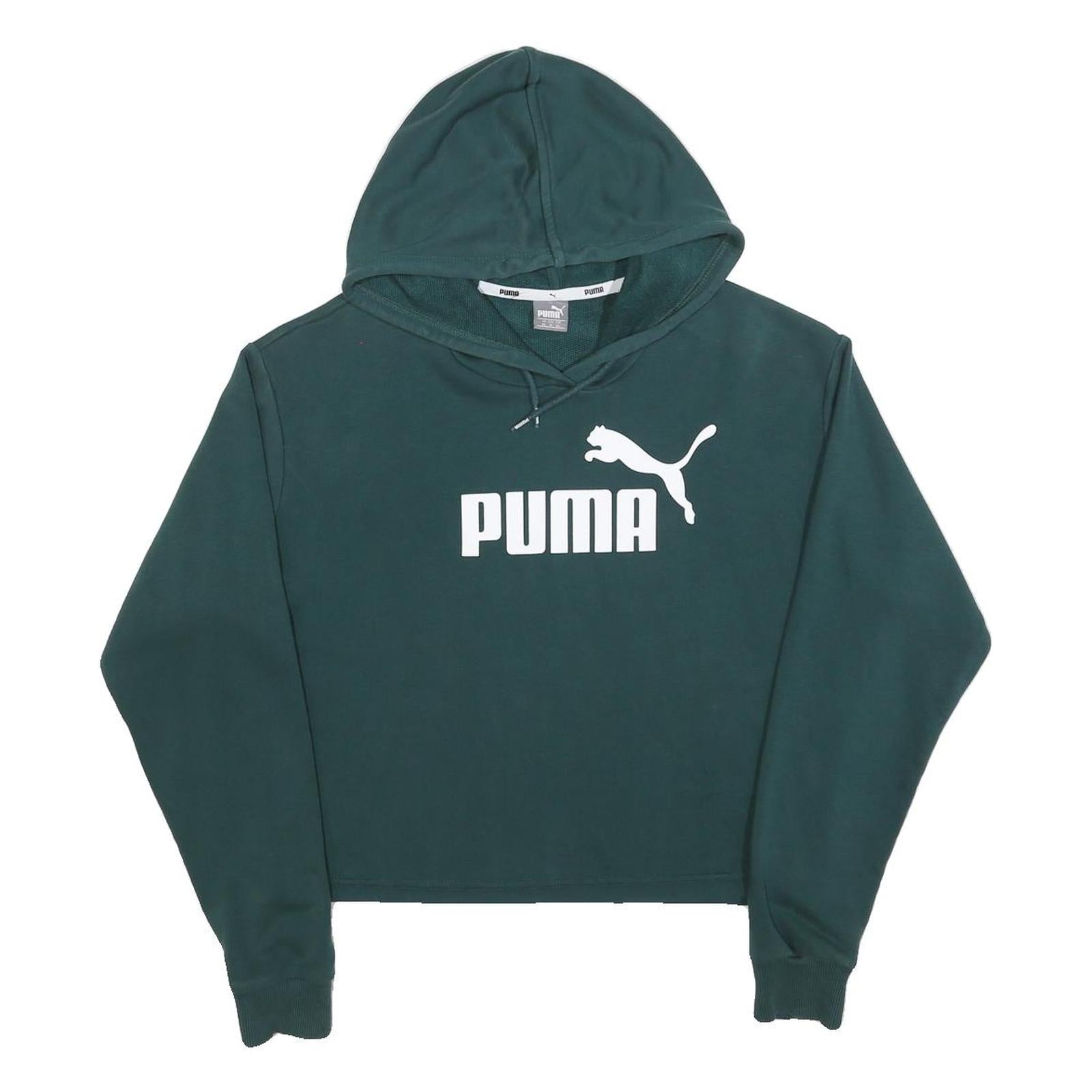 PUMA Womens Green Pullover Hoodie XS Cotton Blend Casual Sportswear