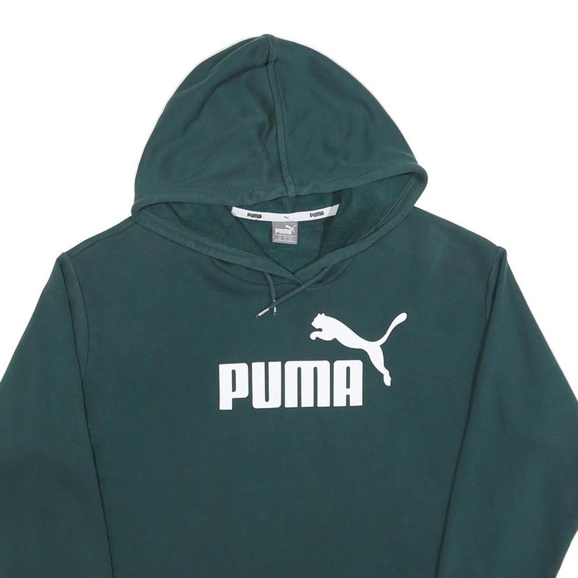 PUMA Womens Green Pullover Hoodie XS Cotton Blend Casual Sportswear