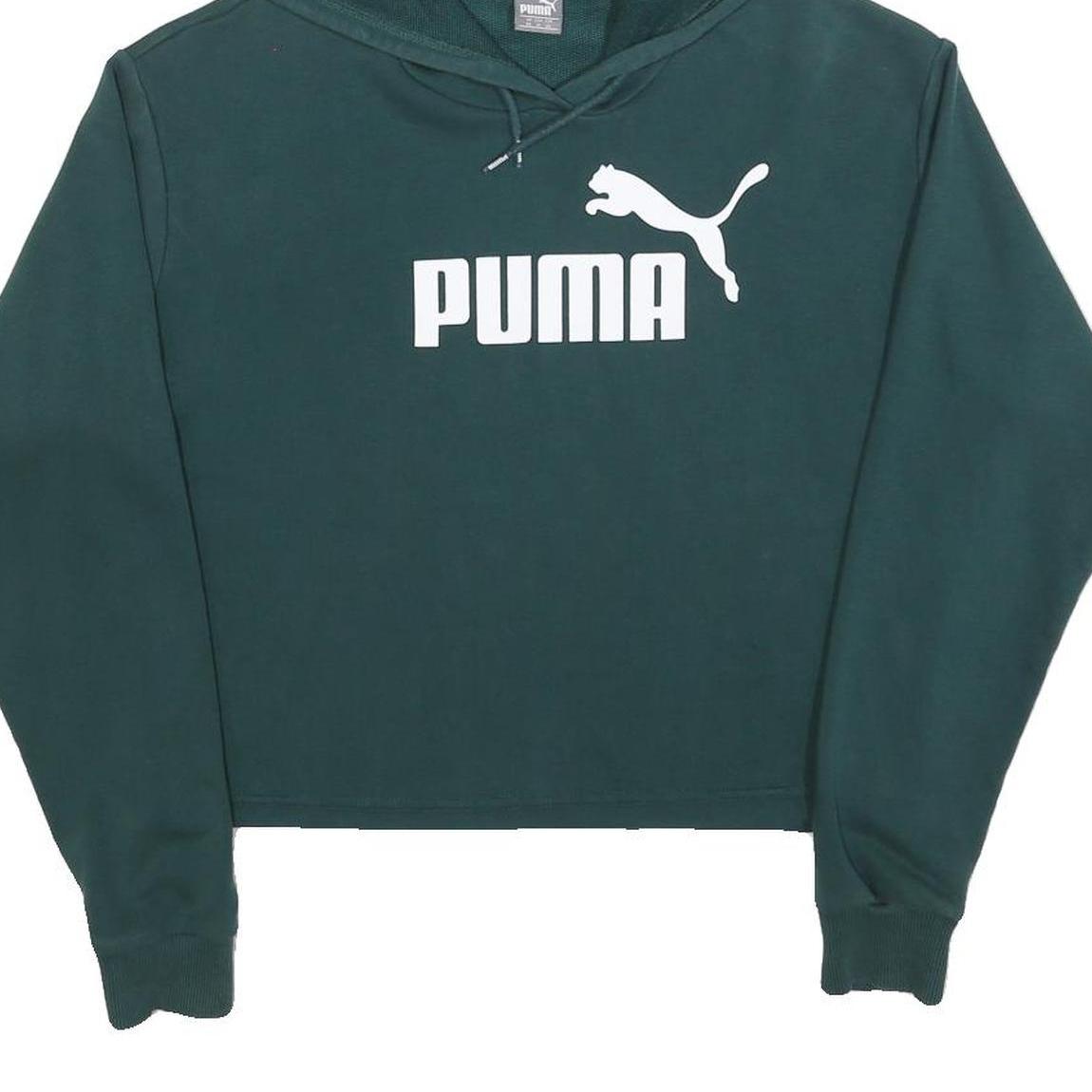 PUMA Womens Green Pullover Hoodie XS Cotton Blend Casual Sportswear