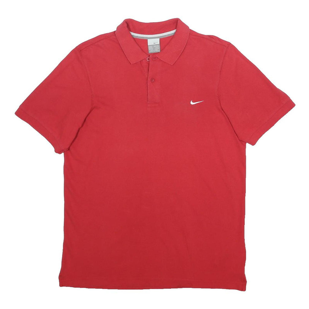 NIKE Mens Red Polo Shirt Short Sleeve Plain M Cotton Casual Summer