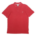 NIKE Mens Red Polo Shirt Short Sleeve Plain M Cotton Casual Summer
