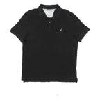 NAUTICA Mens Black Short Sleeve Polo Shirt XL Cotton Blend Classic Fit
