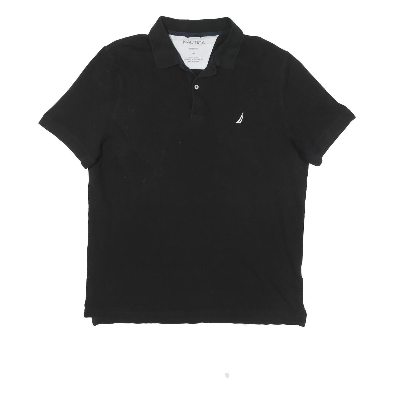 NAUTICA Mens Black Short Sleeve Polo Shirt XL Cotton Blend Classic Fit