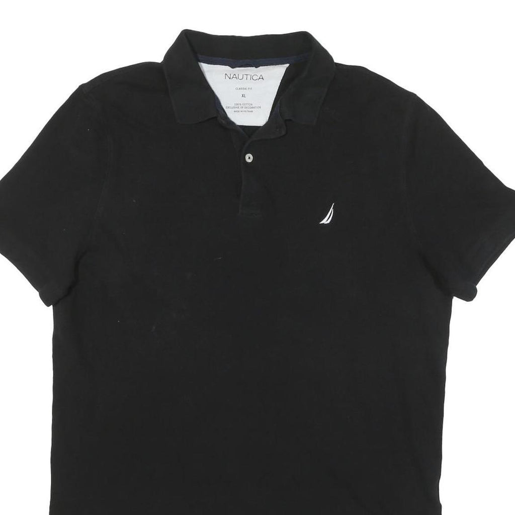 NAUTICA Mens Black Short Sleeve Polo Shirt XL Cotton Blend Classic Fit