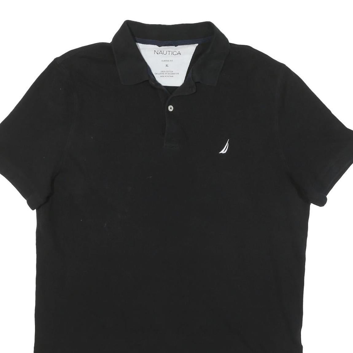NAUTICA Mens Black Short Sleeve Polo Shirt XL Cotton Blend Classic Fit