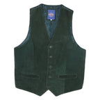 Mens Green Suede Button Jacket M Regular Fit Waistcoat Plain Soft Comfortable