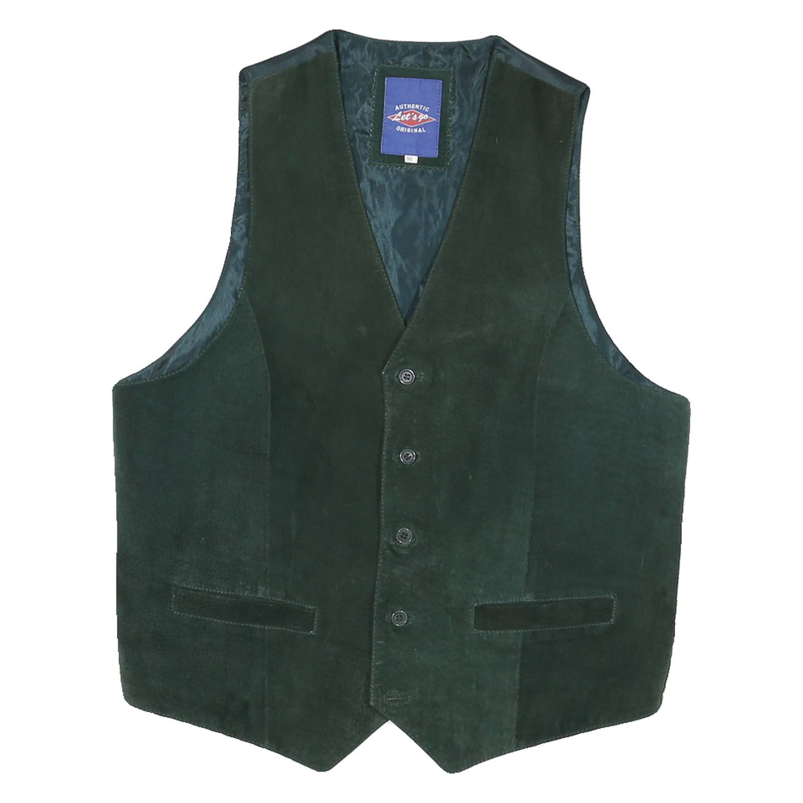 Mens Green Suede Button Jacket M Regular Fit Waistcoat Plain Soft Comfortable