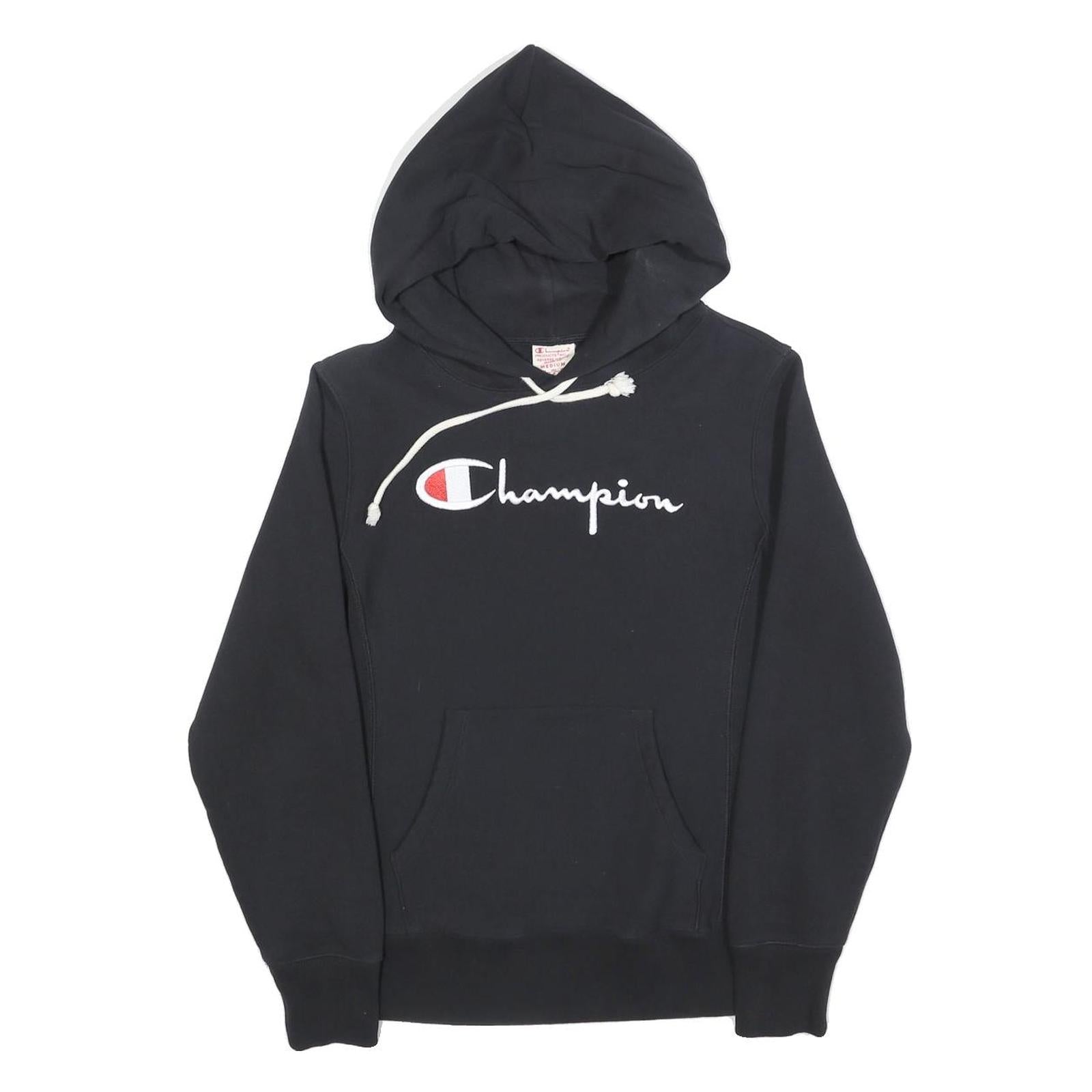 CHAMPION REVERSE WEAVE Womens Black Hoodie M Classic Pullover Cotton Blend
