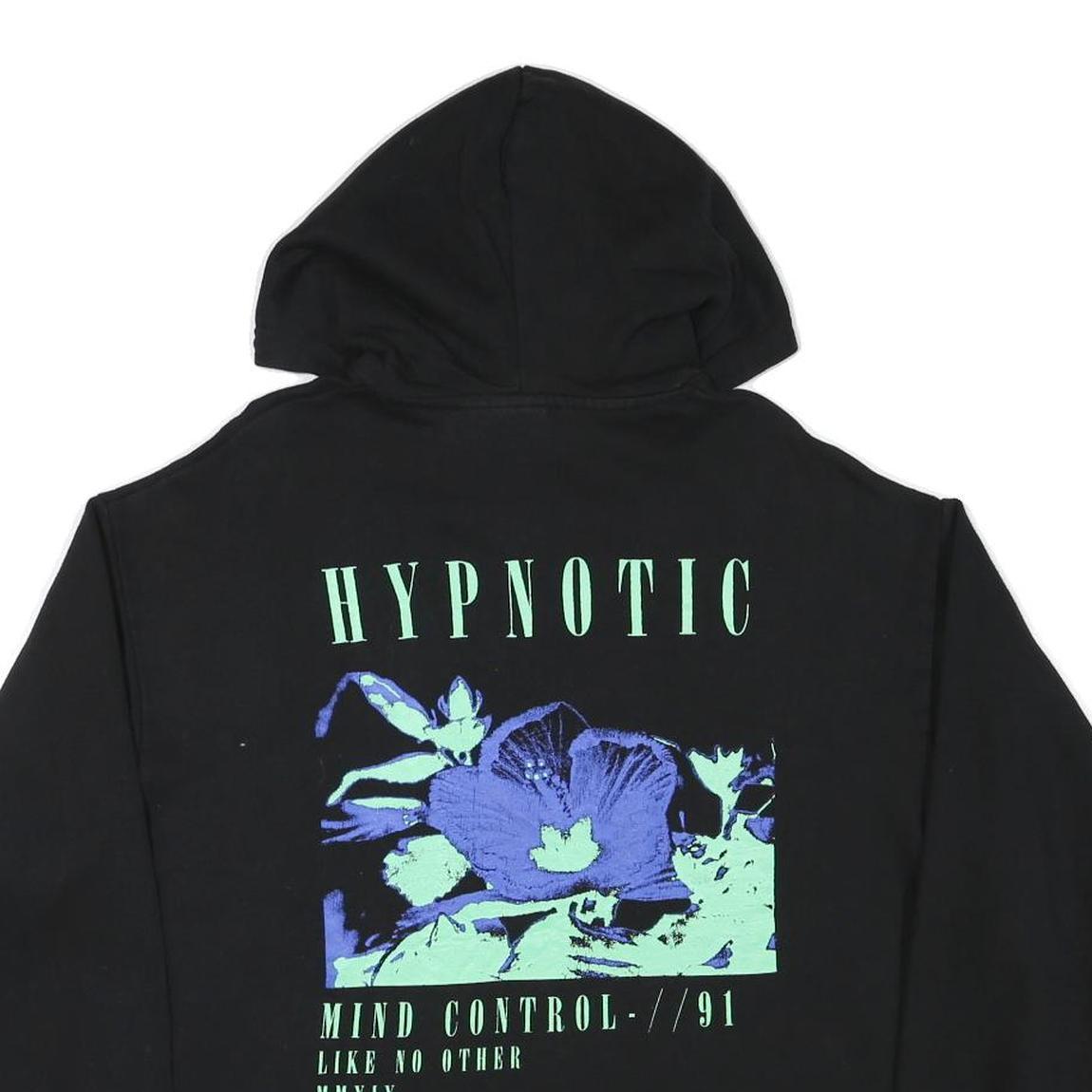 ASOS Mens Black Hypnotic Graphic Print Pullover Hoodie XS Casual