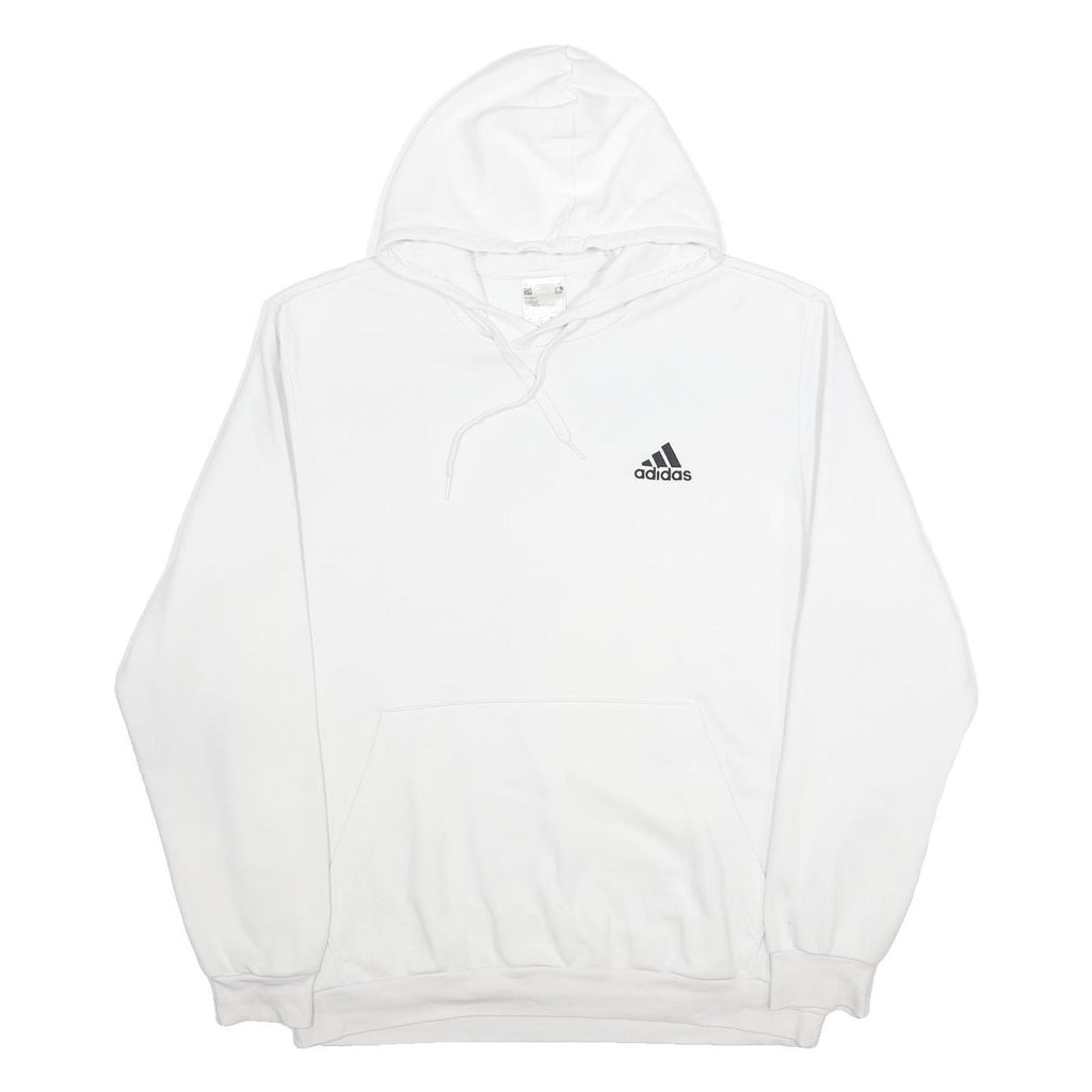 ADIDAS Mens White Pullover Hoodie XL Cotton Blend Casual Sports Sweatshirt