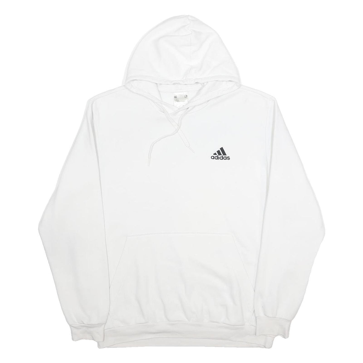 ADIDAS Mens White Pullover Hoodie XL Cotton Blend Casual Sports Sweatshirt
