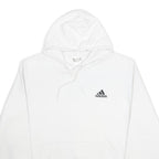 ADIDAS Mens White Pullover Hoodie XL Cotton Blend Casual Sports Sweatshirt