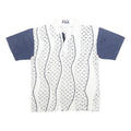 FILA Mens White & Navy Wave Pattern Short Sleeve Polo Shirt M Cotton Casual