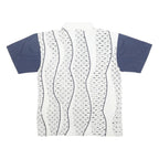 FILA Mens White & Navy Wave Pattern Short Sleeve Polo Shirt M Cotton Casual