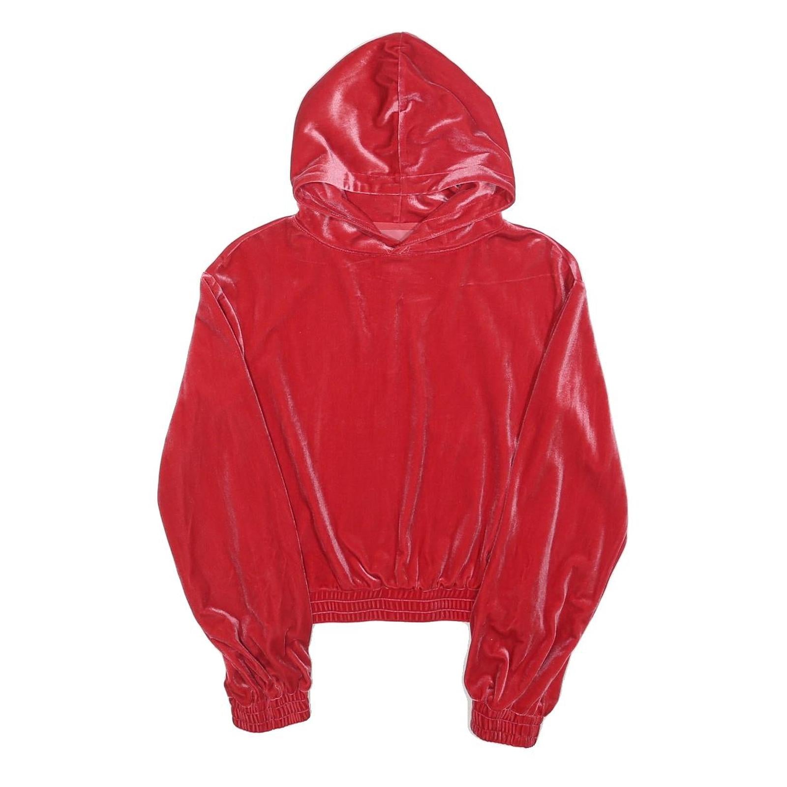 Womens Red Hoodie Pullover XS Velvet Style Casual Comfort