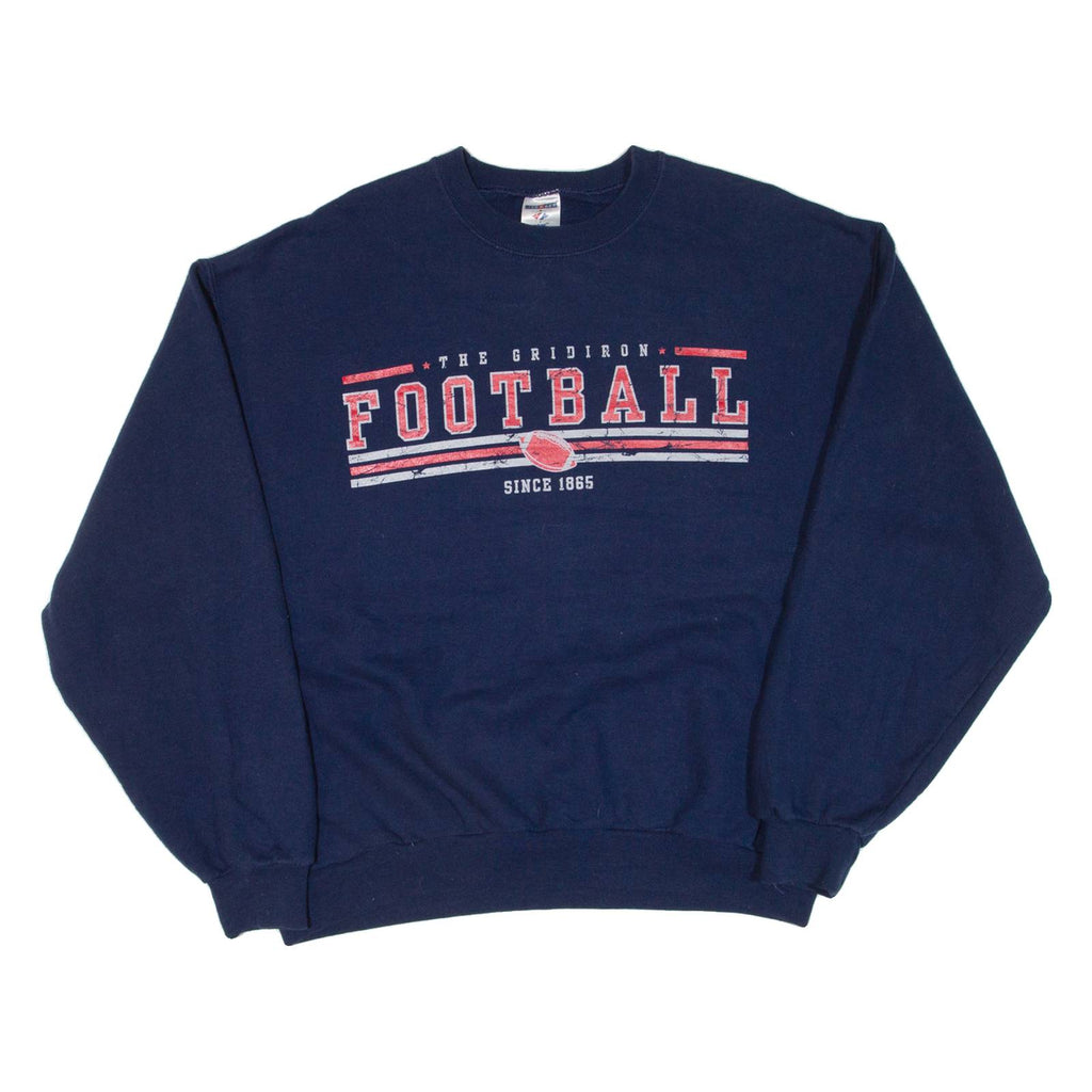 JERZEES The Gridiron Football Mens Sweatshirt Blue USA L