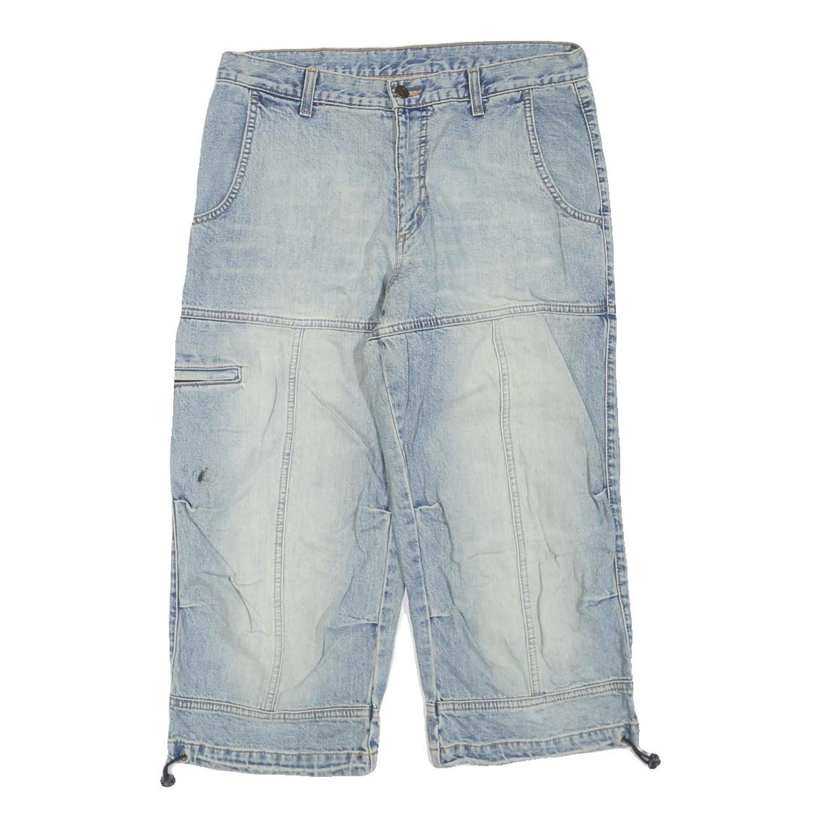 Mens Cotton Blend Blue Denim Cargo Shorts M W32 Casual Workwear