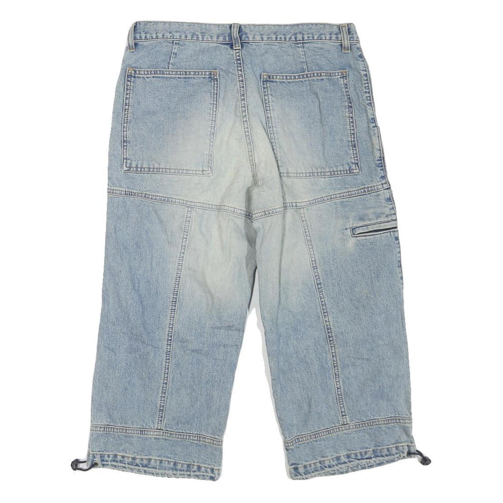 Mens Cotton Blend Blue Denim Cargo Shorts M W32 Casual Workwear