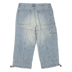 Mens Cotton Blend Blue Denim Cargo Shorts M W32 Casual Workwear
