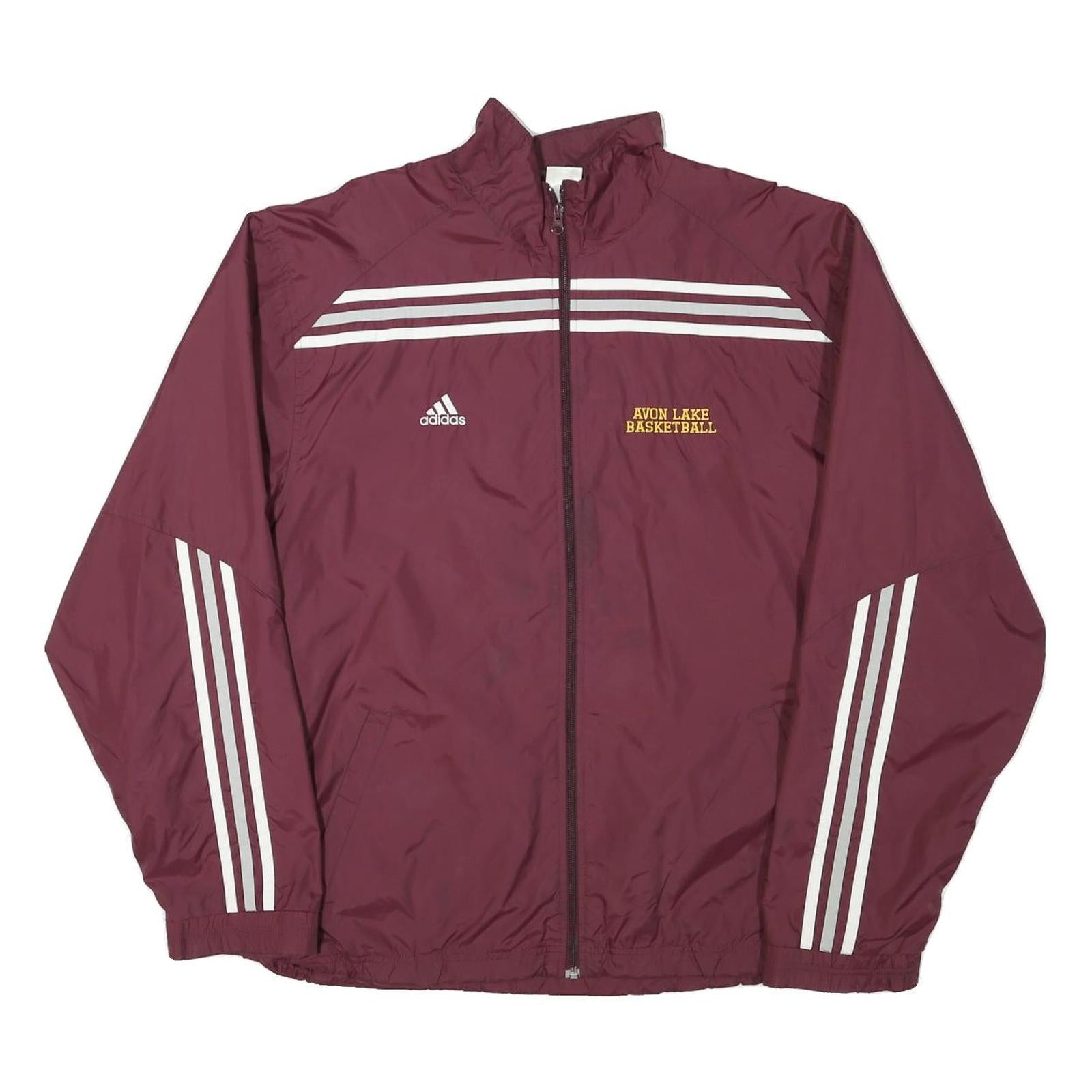 ADIDAS Mens Maroon & White Avon Lake Basketball Track Jacket L Polyester Blend