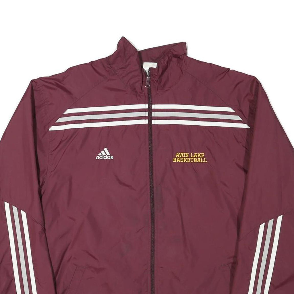 ADIDAS Mens Maroon & White Avon Lake Basketball Track Jacket L Polyester Blend