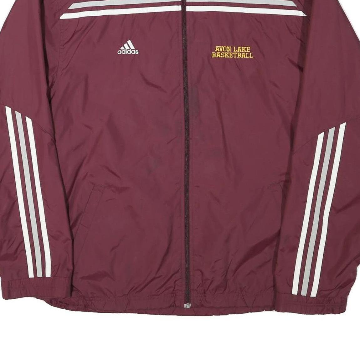 ADIDAS Mens Maroon & White Avon Lake Basketball Track Jacket L Polyester Blend