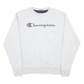 CHAMPION Mens Grey Sweatshirt Crew Neck M Logo Printed Cotton Blend Pullover