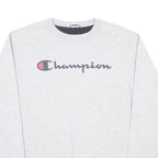 CHAMPION Mens Grey Sweatshirt Crew Neck M Logo Printed Cotton Blend Pullover